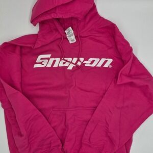 Snap on Hoodie Pink Womens Size L Large Logo Pullover Sweatshirt Hooded